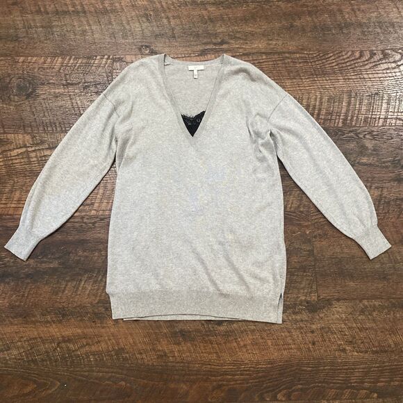 Joie Irita Sweater Lace Cashmere Whimsigoth Lagenlook Longline Gray Size Small - Picture 3 of 10